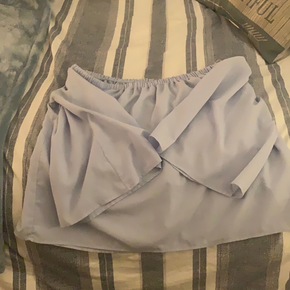 Light blue strapless blouse